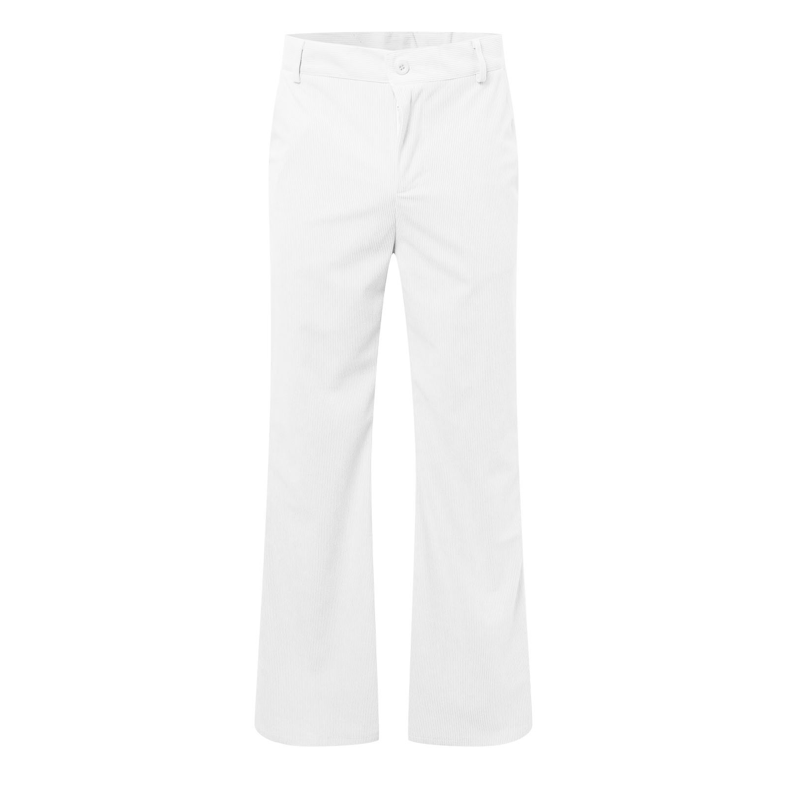 thumbnail image 4 of Pantalones acampanados de pana para hombre: color liso informal, diseño con múltiples bolsillos, cintura elástica para uso profesional o vacacional., 4 of 5